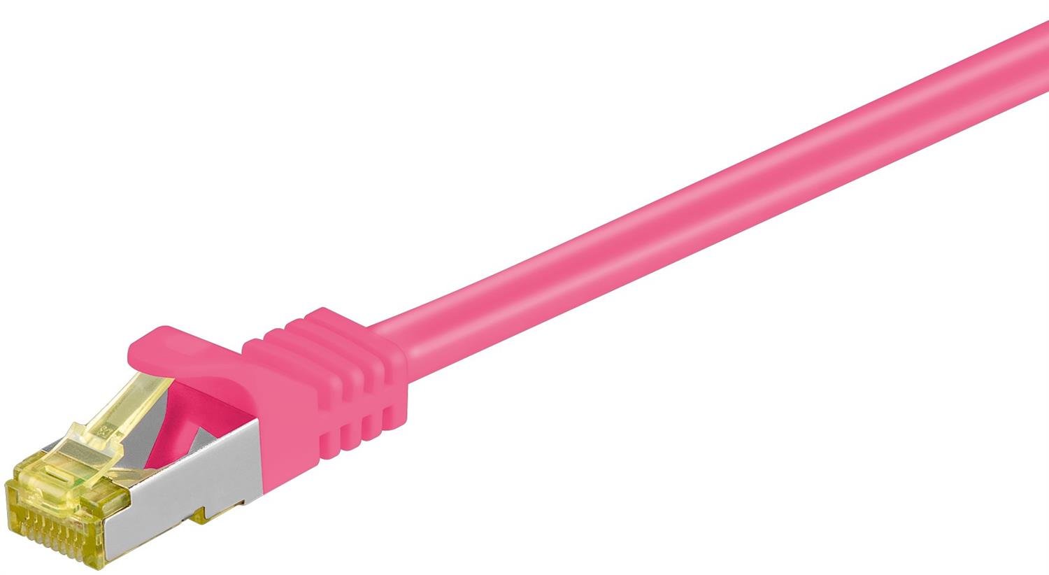 goobay 91569 RJ45 Patch Cable CAT 6A S/FTP (PiMF) with CAT 7 Raw Cable / 500 MHz Network Cable/Internet Cable RJ 45 Connector/LAN Cable/Magenta 0.25 m