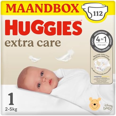 Fraldas Huggies Baby Extra Care, Tamanho 1 (2-5 kg), 4 x 28 unidades