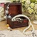 Hofumix Jewelry Box Vintage Wood Handmade Box with Mini Metal Lock for Storing Jewelry Treasure Pearl