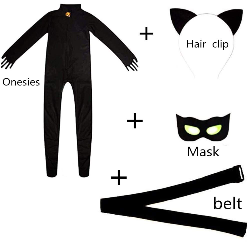 Kids Cat Cosplay Jumpsuit Boys Girls Costume Black Cat Noir Cosplay Costume