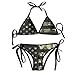 Kamaple Fashion Womens Sexy Padded Bikini Set American Flag, Black, Size One Size