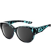 Leoidou Polarized Sunglasses Fit Over Glasses Over Glasses Trendy Round Cat Eye and HD Wrap-around Sunglasses