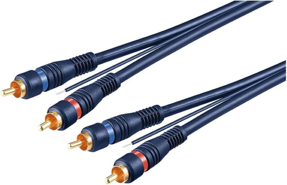 Goobay 50175 Car HiFi Stereo RCA Connector Cable, Double Shielded, Blue, 5 m Cable Length