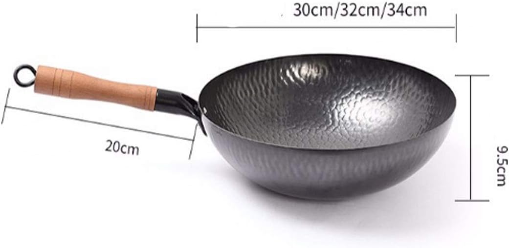 Pan,12-inch Cast Iron Wok, Uncoated, Non-stick Pan, Elegant Black (with Steel Lid) (Size : 30cm)