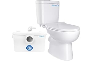 HOCANFLO 750Watt Macerating Toilet with Pump, Upflush Toilet For Basement,Upflush Power Dual Flush Toilet with 4 Water Inltes For Bathroom, Shower, Laundry