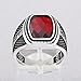 Chimoda Mens Rings in 925 Sterling Silver Handmade Ring with Red Cubic Zirconia and Marcasite (9)