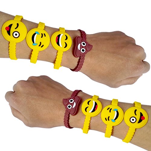 OHill 72Pcs Emoji Bracelets Emoticons Wristbands for Birthday Party Favors Supplies, Party Goodie Bags