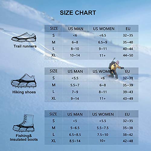LeanKing Ice Snow Grips, Traction Cleats Ice Cleats with 18 Spikes for Walking, Jogging, Climbing and Hiking on Snow, Ice, Mud, Sand and Wet Grass (Orange (13 Spikes), S) - Thumbnail 3