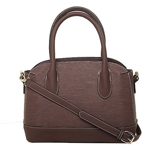 Yuanse Upscale Toothpick Grain Shell Package Wearable High-grade Printing Polyester Pu Leather, Soft Hand Zipper Casual Fashion Street Sweet Lady Double Root Handbag --Y034(brown)