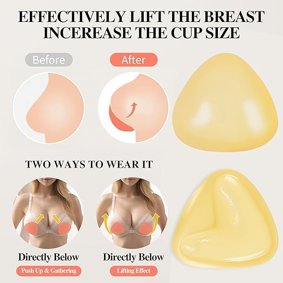 Woakess Sticky Bra Inserts, Sujetador Adhesivo Push Up Bra, Sujetador Adhesivo Doble Cara, Almohadillas de Sujetador Extraíble Push-up Almohadilla de Empuje para Sujetador Deportivo Traje Baño
