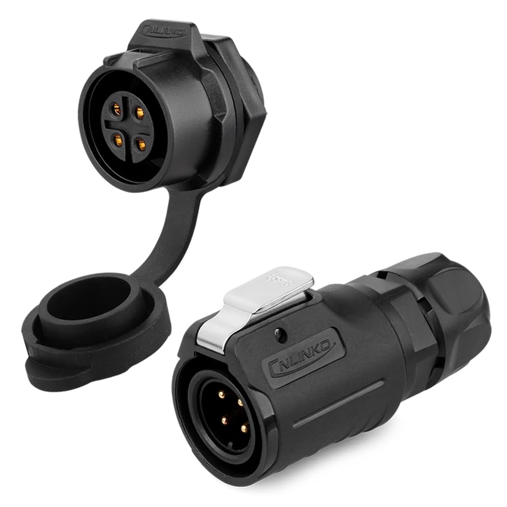 CNLINKO LP-16 Industrial Waterproof Connector IP68 Circular Connector Quick Plugging Aviation Connector PBT Plastic Shell Connector Fast Release Connector M16 2-9 Pin Threaded Socket (4 Pin) — image 1