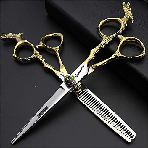TTXLY 6" Hairdressing ScissorsSet Straight Scissors/Texturing Thinning Gold Dragon Stainless Scissors Hairdresser Professional Barber Scissors,C