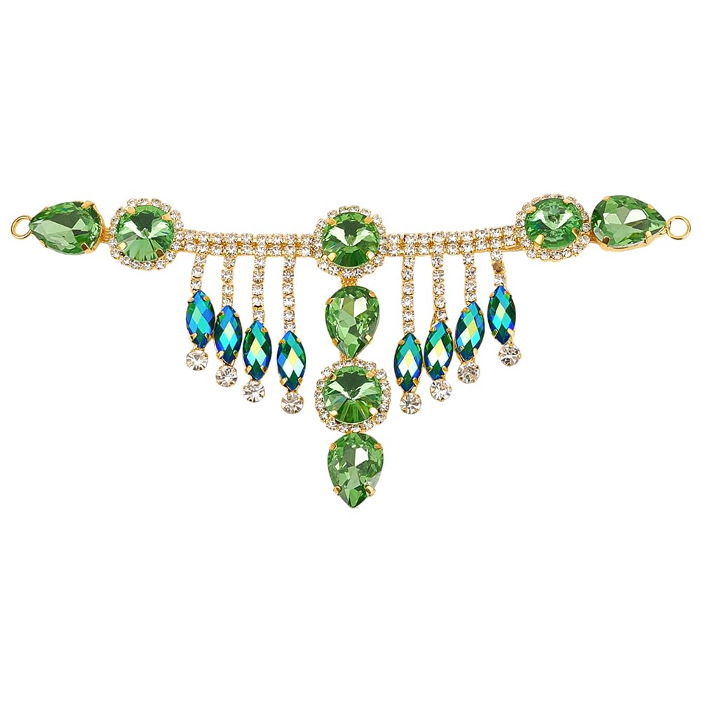 FINGERINSPIRE Tassel Rhinestone Applique Patches Mixed Color Sewing Applique Decoration Bridal Dress Beaded Applique Shiny Rhinestone Applique for Gown, Dress, Headpiece, Hair Garment Accessories