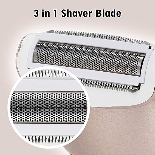 Epilator for Women,Hizek 2 in 1 Cordless Rechargeable Hair Remover Including Lady Shaver,Bikini Trimmer Electric Razor for Women,with Led Light,2 Speeds Setting and Bikini Attachment