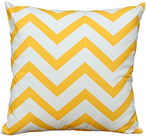 Mosong Cotton Linen Square Decorative Throw Pillow Case Cushion Cover , 18"x 18" (Yellow Stripe Geometric Patterns)