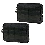 MOLLE Pouches - Compact Water-resistant Multi-purpose Tactical EDC Utility Gadget Gear Hanging waist Bags (Black+Black- L 7.8
