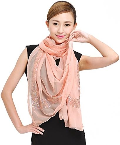 Spring and autumn winter fashion sequin scarf super-long and large silk scarf-E One Size