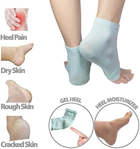2 PAIR - Moisturizing Gel Heel Socks w/ Enriched Vitamins for Dry Hard Cracked Heels &amp; DIY Simple Home Remedies by Triim Fitness