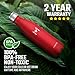 HOMPO Metal Water Bottle Stainless Steel - 26oz/ 750ml Vacuum Insulated Double Walled Thermos, Bpa Free Reusable Drinks Bottle Hot & Cold with Leak Proof lid for Kids, Hiking, Gym(Red)