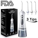 Cordless Water Flosser For Teeth,Palotix Dental Water Pick Oral Irrigator,Portable Rechargeable Travel Water Jet,IPX7 Waterproof Water Flossing Teeth Cleaner With 3 Jet Tips