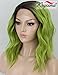 K'ryssma Ombre Green Lace Front Wigs Short Bob Synthetic Wigs with Dark Roots Wavy Lace Wig for Women