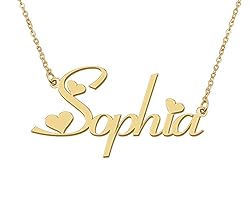 Aoloshow 18k Gold Plated Sophia Heart Name Necklace