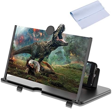 21最新版 スクリーンアンプ スマホ拡大鏡 スマホ画面拡大鏡 12インチ 携帯スクリーン拡大器 スマホ拡大鏡スタンド Hd 3 4倍 スマホ用映画ビデオ鑑賞 ド折り畳み式 携帯便利 軽量 目の保護 疲労軽減 全部スマートフォンに適用 贈り物 クリーニングクロス ブラック