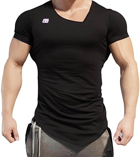 Mechaneer Men's Workout Muscle Fitness Gym Bodybuilding Short Sleeves T-Shirt(Black M/Tag XL)