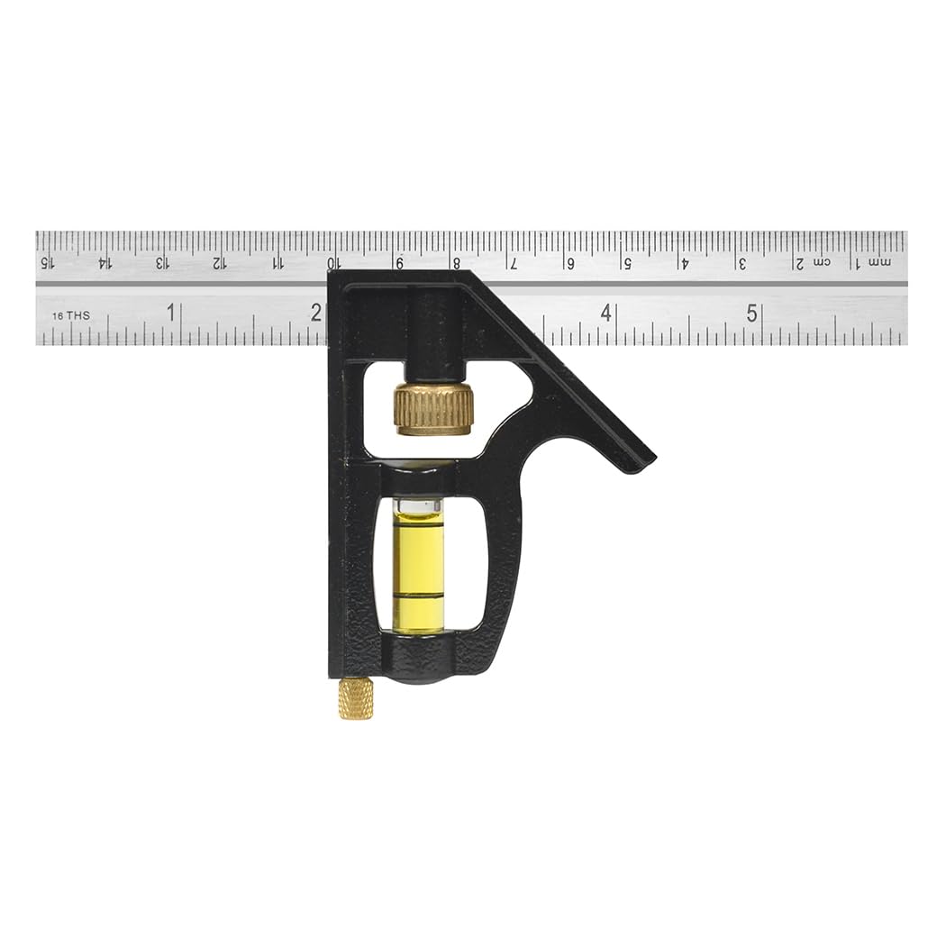 Johnson Level & Tool 406EM-S Heavy Duty Professional Inch/Metric Metal Combination Square, 6", Silver, 1 Square