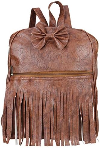 Aadhunik Libaas Fringes Stylish Trendy Office, Tution, College & Travelling Backpacks for Girl's (Brown)