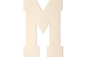 HOMENTHUS Wooden Letters 8 Inch, Big Wooden Letter M Shape Cutout Vintage Sports Style Unfinished Wood Alphabet Letters for Wall Decor Nursery Name Painting Crafts Party Room Home Decoration