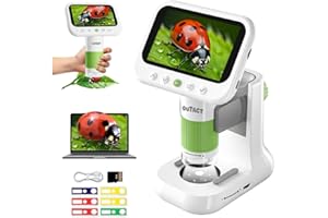 OUTACT Digital Microscope for Kids,4.3" HD Screen Portable Microscope with 8 LED Lights,Educational STEM Science Toys with 8G SD Card for Photo/Video,Birthday Gifts for Boys Girls