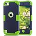 iPod Touch 7th Generation Case iPod Touch 2019 Dual Layered 3 in 1 Hard PC Case Silicone Shockproof Heavy Duty High Impact Armor Hard Case Cover for Apple iPod Touch 7th 6th 5th Generation (dark blue) primary