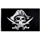 Bandiera Pirata Jolly Roger 3x5 Piedi Con Teschio E Ossa Incrociate - Rossa