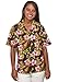 Benny's Womens Floral Hibiscus and Palm Leaves Hawaiian Shirt