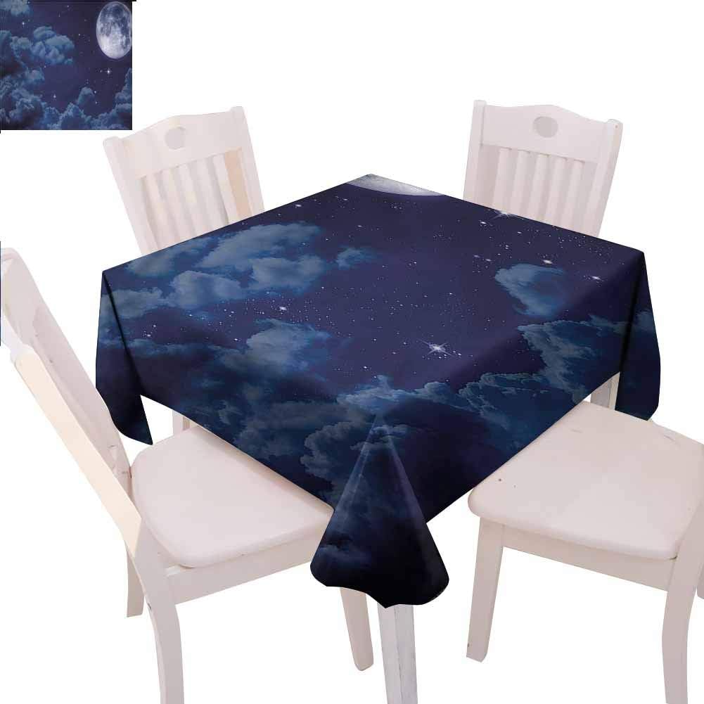 Zara Henry Night Sky Square Tablecloth Full Moon Lunar Clouds Microfiber Tablecloth W36 xL36