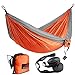 HONEST OUTFITTERS Double Camping Hammock with Hammock Tree Straps,Portable Parachute Nylon Hammock for Backpacking Travel 118L x 78W Inches Orange/Grey