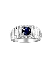 Rylos Men's Ring Sterling Silver Ring, 7MM Round