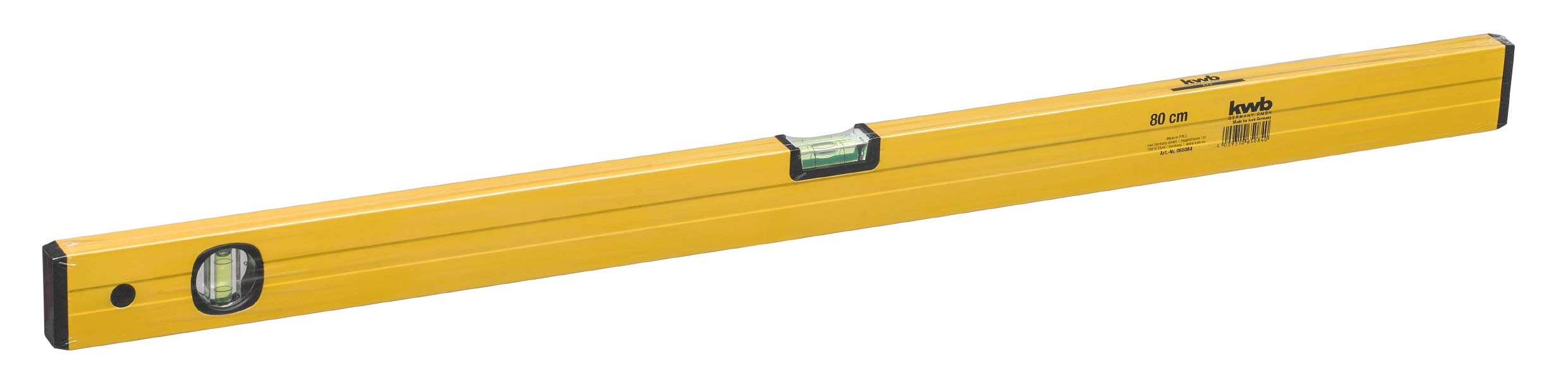 kwb Wasserwaage Aluminium 80 cm, 0,5 mm/m Genauigkeit, hoch präzise geschliffen, je 1 Horizontal-und Vertikallibelle