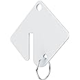 GoorDik 60 Pcs Key Tags Blank Plastic Upgrade Round Split Ring, Durable Key Identify, Bulk Key Tags for Key Cabinet 1.5 inches Square Shaped