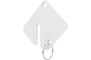 GoorDik 60 Pcs Key Tags Blank Plastic Upgrade Round Split Ring Durable Key Identify Tags Bulk Key Tags for Key Cabinet 1.5 inches Square Shaped