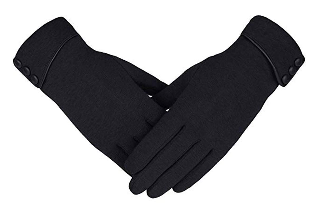 A-Rainbow Black Winter Warm Touch Screen Gloves for Women Lined Thick Texting Fleece Mittens