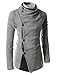 (GD93) Slim Stylish Unbalanced Metallic Leather Point Knitted Cardigan Sweaters GRAY US M(Tag size L)