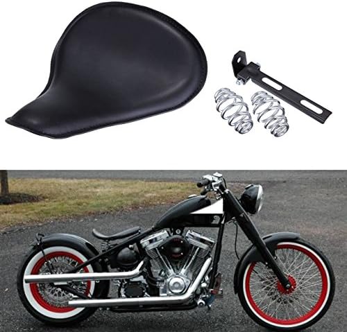 Samger Motorcycle Solo Leather Seat Kit with 3" Springs Mount Bracket For Harley Honda Yamaha Kawasaki Suzuki Sportster Bobber Chopper