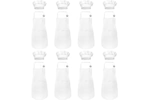 MEOGETY Kids Apron and Chef Hat Set Bulk Children’s Bib with 2 Pockets Adjustable for Boys Girl's Cooking Baking Painting for Age 6-13 Years