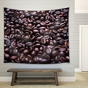 Closeup of Coffee Beans - Fabric Wall Tapestry Home Decor - 51x60 inches