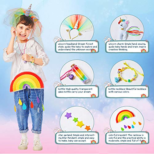 2021 Newest Unicorn Sewing Craft Kit for Girls – DIY Kids Sewing Kit Toys Creative Fun and Educational Activities Art and Craft Birthday for Ages 4 5 6 7 8 9 10 11 12