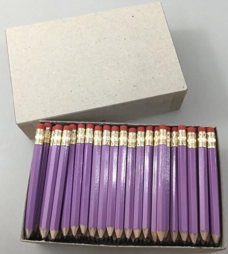 Half Pencils with Eraser - Golf, Classroom, Pew, Pocket -#2 Hexagon, Sharpened, Box of 144 (1 gross) Color Choice: Lavender/Lilac Purple