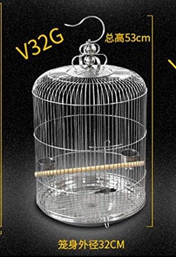 Whzjxb Zyp ステンレス鋼のバードケージ大きな丸い鳥の巣オウムツグミ鳥かご屋外ハンギング