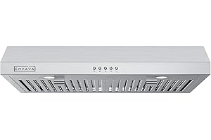 Empava Ductless Under Cabinet Range Hood 30 Inch, Convertible Ducted (Rear/Top Vent), 300 CFM, Push Button Plug in, Stainless Steel